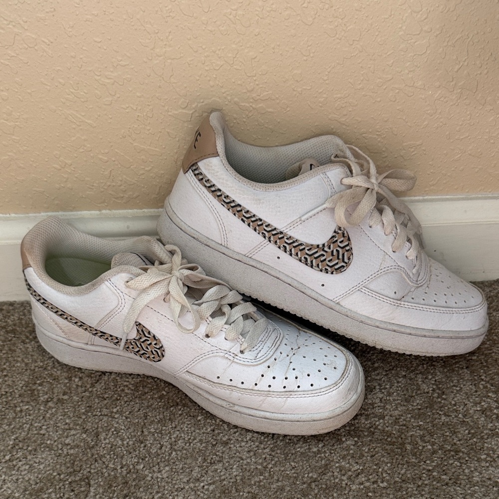 Nike White and Tan Athletic Shoes